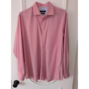 Tommy Hilfiger Shirt 16.5 34-35 Pink Mens Button Front